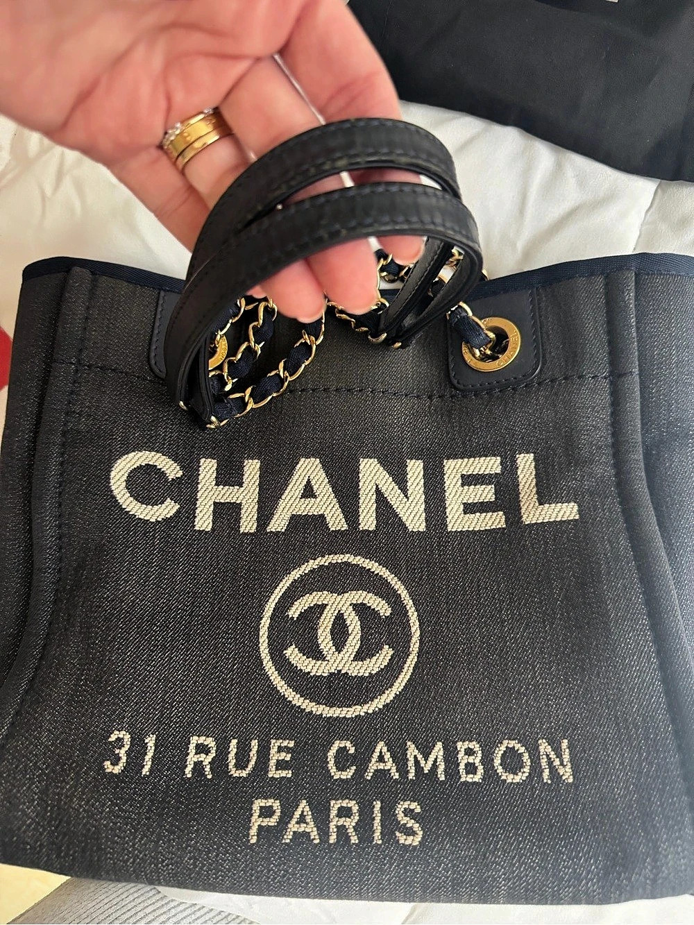 Chanel Deauville Tote Black Gold